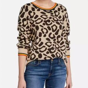 KULE The Stevens Leopard Print Crewneck Sweater - size small
